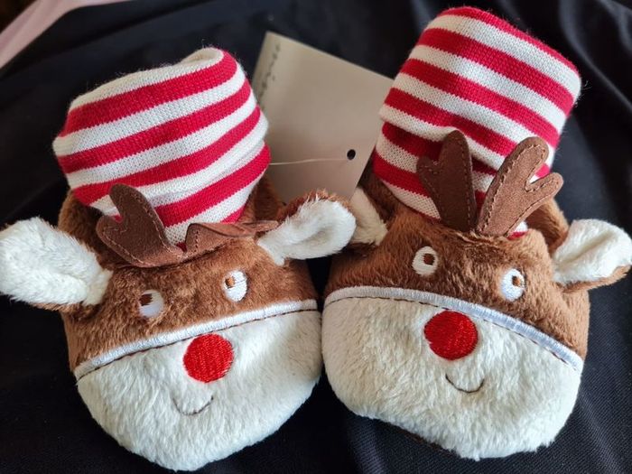 Baby Reindeer Booties. 3-6 Months. New