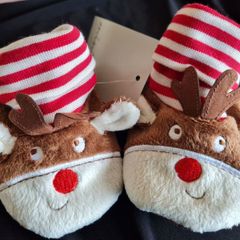 Baby Reindeer Booties. 3-6 Months. New