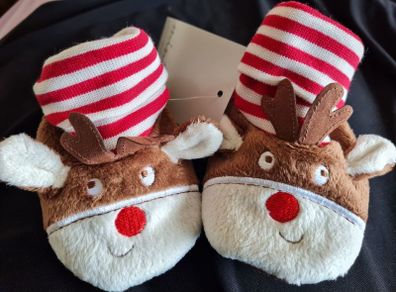 Baby Reindeer Booties. 3-6 Months. New