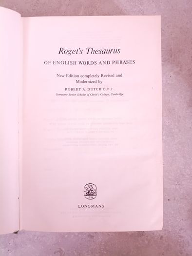 1962 Roget's Thesaurus of English Words and Phrases