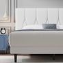 King Bed Frame, White, Upholstered Wooden Slat Bed Frame with Headboard, Easy Assembly, Underbed Storage, No Box Spring Needed 150x200 Image 5
