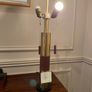 Teak and brass luxury 1960s fiberglass shade table lamp mid century Czech Image 9
