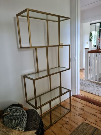 Avoca Gold Metal and Glass Display Shelf
