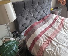 Double bed, mattress and headboard