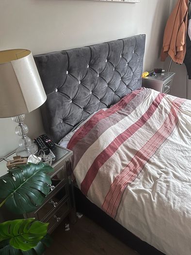 Double bed, mattress and headboard