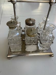 Antique 6 piece silver condiment set.