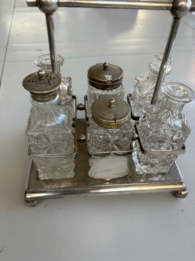 Antique 6 piece silver condiment set.