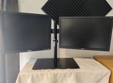 Dual Monitor Stand - 2x Monitors - cables incl.