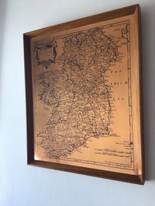 Vintage Etchmaster on Copper Map of Ireland Picture Framed