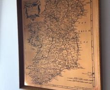 Vintage Etchmaster on Copper Map of Ireland Picture Framed