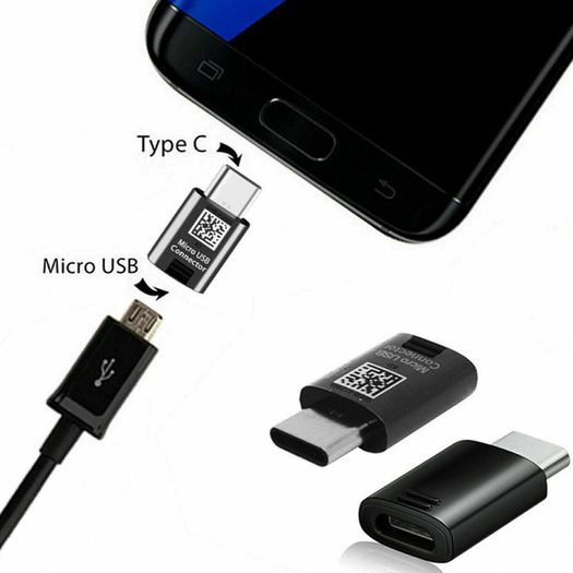 2 x Genuine Samsung Micro USB (Female) to USB-C (Male) QC 3.0/2.0 Charger & Sync Convertor Adapter (Black & White) (Brand New/Warranty)