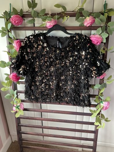top bnwot elli white top size large black occasion wear top with embellishment