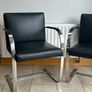 Pair of Black Cantilever Armchairs, Chrome Metal Frame, Retro Modern Image 3