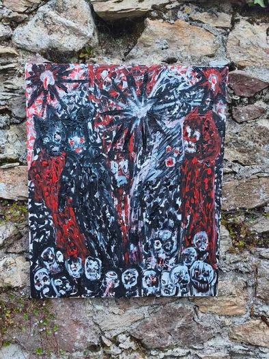 Original Acrylic Painting  Black Star  Handmade original artwork on canvas.