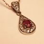 Sterling Silver Petite Natural Ruby and Zircon Drop Pendant and Chain Image 6
