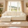 Modular Corner Sofa with Chaise Longue  Creamy White Corduroy Image 5