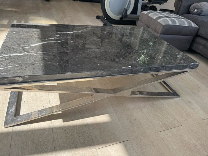 Grey 3-Seater & 2-Seater sofas & Marble Coffee & Lamp tables & Ottoman