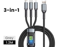 3-in-1 5A USB To Type-C Micro Charger Cable For iPhone 14 13 Samsung Xiaomi Huawei iPhone 14 13