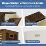 Bamboo Tilt Out Laundry Hamper, Bathroom Storage Cabinet with Hidden Removable Basket and 3 Sides Cutout Handles, Freestanding Kitchen Trash Can Cabinet, Walnut Image 6