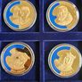 European Union 1998 2000 Gold Plated Proof Coin Medal Lot of 12 in Mahogany Holder 40mm Image 2