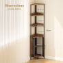 4-Tier Bookcase, Lower Cupboard, Double Grid Door, Corner Furniture with Anti-Tip Kits, Storage Unit for Living Room, Office, Bedroom Brown Image 2