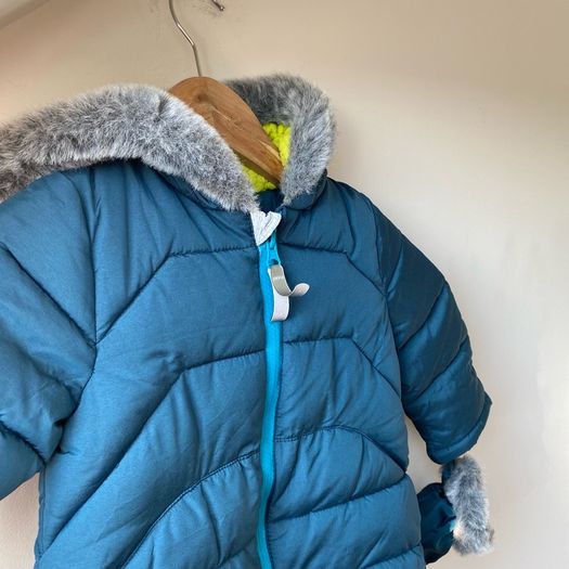 Baker by Ted Baker Baby Unisex/Boy Puffer Snowsuit with Faux-Fur Hood & Mittens