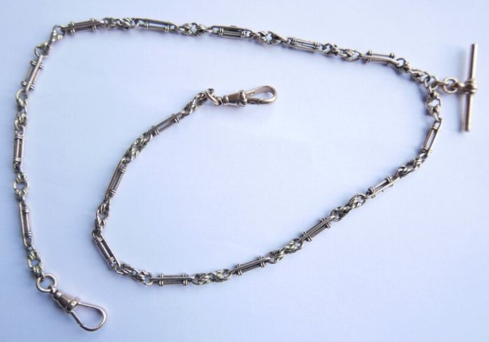 Victorian  heavy real 9 Carat Gold Albert or Necklace Chain with T-Bar length 20" - 24,3g