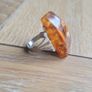 Vintage Soviet Era Baltic Amber Ring, Unusual Hallmark, Statement Piece Image 2