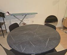Black Marble-Effect Dining Table 4 Chairs  Excellent Condition