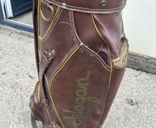 Vintage Ben Hogan Apex irons and leather bag