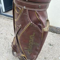 Vintage Ben Hogan Apex irons and leather bag