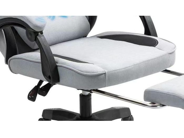 Fabric Massage Gaming Chair, Ergonomic Computer Chair, Video Game Chair, Massage Office Chair, Desk Swivel Chair, Adjustable, Reclining, Footrest, Massage Cushion, Fabric Material, Grey, New