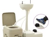 Portable Camping Toilet 10+10L and Handwash Stand 20L Set Grey