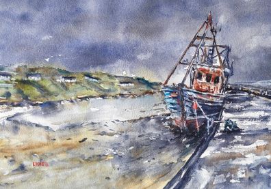 aphort pier arranmore watercolour