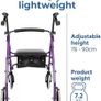 Lightweight Folding Four Wheel Rollator, Mobility Walker with Padded Seat, Lockable Brakes Portable Walker Image 6