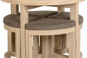 Cambourne Stowaway Dining Set in Sonoma Oak Effect Veneer/Brown Linen Fleck