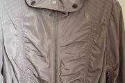 Dutch Brand Yaya Coat Jacket Ladies. Medium. Sage Green / Khaki. Satin Finish.  Detachable hood. Excellent. Proceeds To Medecins Sans Frontieres.