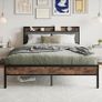 King Size Bed Frame with Storage Wooden Headboard,5ft Metal Upholstered Platform Bed Frame King Size Bed Base,Mattress Base/Sturdy Steel Slat Support/Under-bed Storage/Noise Free Image 8