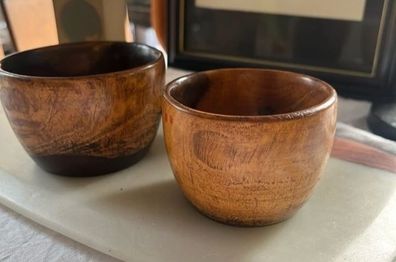 3 Small Wooden bowls, gobble and trinket box