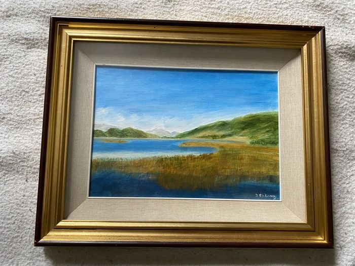 Landscape oil on board  signed J malony?Kilmore Lough typically refers to one of two lakes in Ireland,