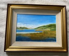 Landscape oil on board  signed J malony?Kilmore Lough typically refers to one of two lakes in Ireland,