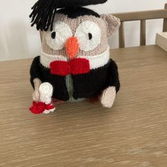 Hand knit graduation owl
