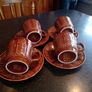 Vintage Tams Ware Pottery Cups and Saucers Tulip Pattern Image 2