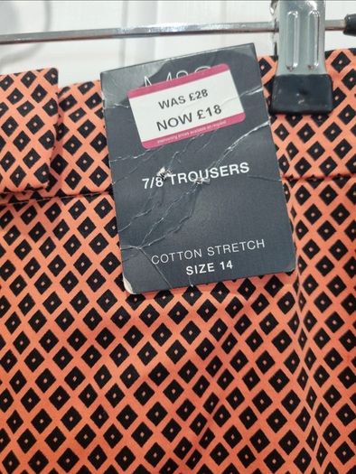 Bnwt M&S Orange/Black Trousers Size 14