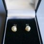 Vintage Pearl & Topaz Stud Earrings in 9ct Yellow Gold Plated Image 3