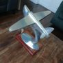 Art Deco style polished vintage aluminum airplane desk model, Image 2