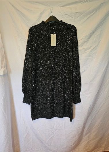 Mint Velvet Black Sparkly Jumper Dress
