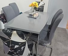 Grey table + six chairs