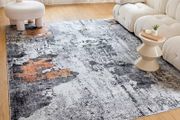 Washable Rugs Living Room 80x150cm Short Pile Area Rugs Non Shedding Carpet Rug for Bedroom Modern Abstract Bedroom Rug Machine Washable Rug Faux Wool Rug Black Grey Charcoal Rug Non Slip Rug