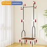 Clothes Rail, Hall Tree, Freestanding Coat Rack with Wooden Storage Shelf, 4 Hooks, Compact Clothes Organiser Garment Stand for Home Hallway Bedroom W51xD39xH157cm Image 7